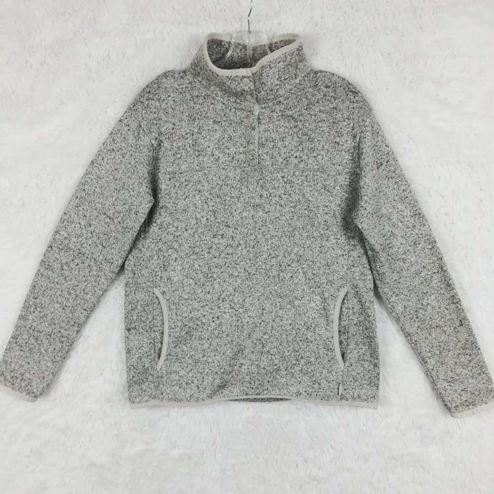 Eddie Bauer Womens Sweater‎ Pullover  Snap Collared Pockets Knit Gray M